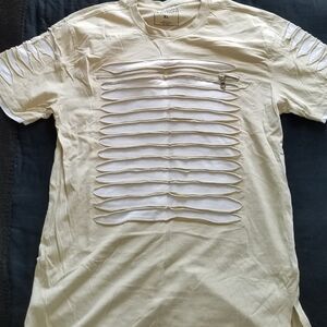 T SHIRT.  TORN ZIPPER RIPPED LOOK